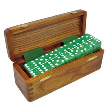 Domino Double Six Green in Dovetail Jointed Sheesham Wood Box - Jumbo Tournament - £39.46 GBP