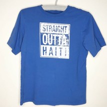 Straight Outta Haiti Blue and White T-Shirt Size Small S - £5.20 GBP