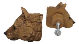 Set Of 4 Western Rustic Forest Black Bear Faux Wooden Cabinet Door Pull ... - $29.99