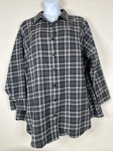 NWT LuLaRoe Womens Plus Size 3XL Gray Plaid Abagail Button-Up Shirt Long Sleeve - £17.69 GBP