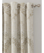 Beige and Ivory Damask Linen Blackout Curtains - Set of 2 Curtains With ... - £26.34 GBP+