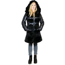 Shanazia Women&#39;s Leather Puffer Coat with Fox Trim - £426.72 GBP