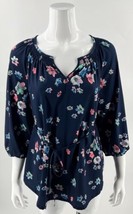 Oh Baby Motherhood Maternity Top Size M Navy Blue Pink Floral Tie Back Womens - £19.03 GBP