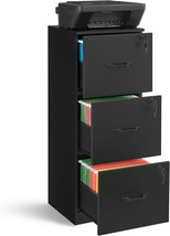 Vasagle 3 Drawer File Cabinet, File Cabinet With Lock, Printer Stand, Of... - $141.99