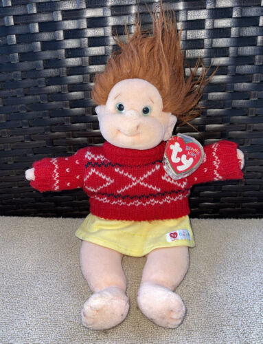 Vintage TY Beanie Kids GINGER 10 inch Stuffed Doll Girl 1999 Red Hair w/ Outfit - $10.99