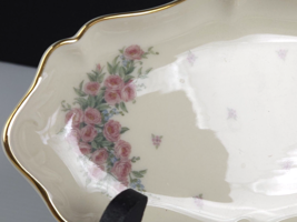 Lenox Petite Rose Blossom Relish Dish/Tray Gold Gilt Edge Ivory 9 1/2&quot; Long - £15.97 GBP