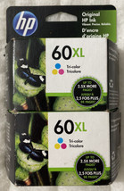 HP 60XLTri-Color Twin Pack 2 x CC644WN Factory Sealed Foil Packs Free Shipping - £64.82 GBP