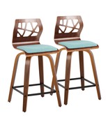 LumiSource Folia Counter Stools - Walnut &amp; Teal - €281,01 EUR