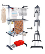 3 Tier Laundry Organizer Folding Drying Rack Clothes Dryer Hanger Stand ... - £62.11 GBP