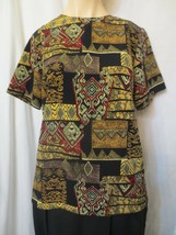 Maggie Sweet  Womens Blouse Shirt Top Aztec Tribal Geometric Pull Over Sz M - £11.79 GBP