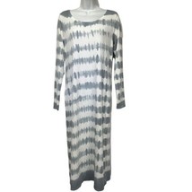 Peruvian Connection Beachcomber Maxi Dress Gray Cream Tie Dye Soft Cotton Size M - £42.93 GBP