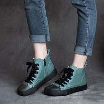 round toe fashion green genuine leather ankle boot lady&#39;s side zipper short boot - £131.07 GBP