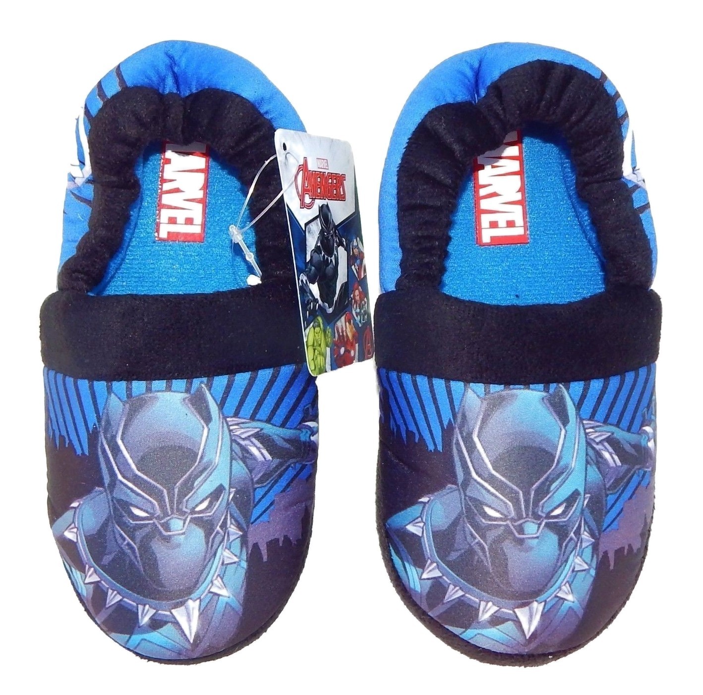 BLACK PANTHER MARVEL AVENGERS Boys Plush House Slippers NWT Toddler's Size 9/10 - $12.86 - $12.99