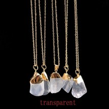 Natural Crystal Transparent Quartz Stone Pendant Irregular Necklace Breathtaking - £13.04 GBP