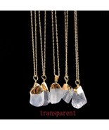 Natural Crystal Transparent Quartz Stone Pendant Irregular Necklace Brea... - £12.85 GBP