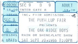 Vintage Chêne Ridge Garçons Ticket Stub Septembre 20 1986 Puyallup Fair - £27.46 GBP