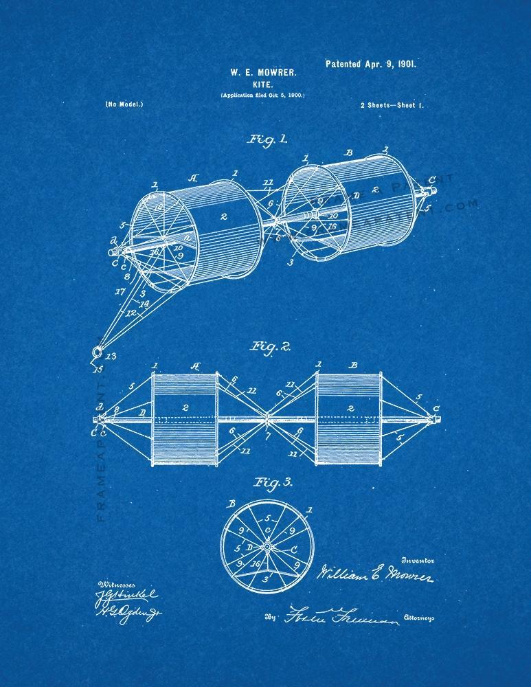 Kite Patent Print - Blueprint