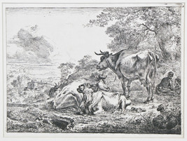 &quot;Three Resting Cows&quot; By Nicholaes Berchem Etching on Paper 7&quot;x9 1/2&quot; - £1,177.48 GBP