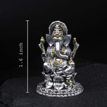 2D 925 Solid Sterling Silver Oxidized Ganesha Statue religious Diwali gift - £44.10 GBP