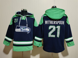 Devon Witherspoon #21 Seattle Seahawks Navy Lace-Up Pullover Jersey Hoodie - $79.00