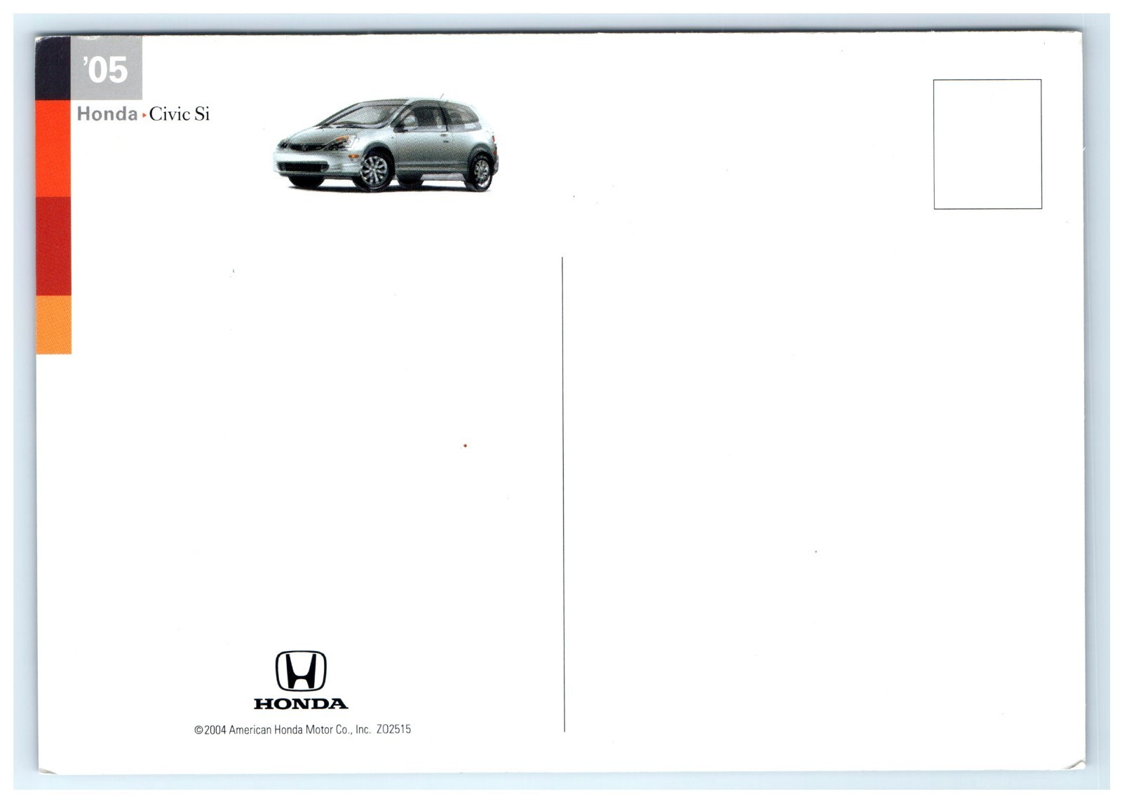 Honda Civic SI 2005 Ad Postcard Item image 2