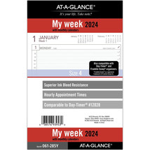 AT-A-GLANCE 2024 Weekly Loose-Leaf Planner Refill Size 4 - £18.09 GBP