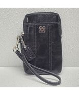 COACH Black Patent Leather Zip Wristlet With Strap &amp; Hang Tag Pink Interior - €25,44 EUR