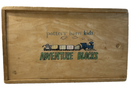 Pottery Barn Kids Wooden Wood Adventure Story Building Blocks with Storage Box - £22.33 GBP