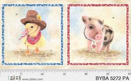 24&quot; X 44&quot; Panel Barnyard Babies Duckling Piglet Farm Cotton Fabric Panel D483.62 - £8.47 GBP