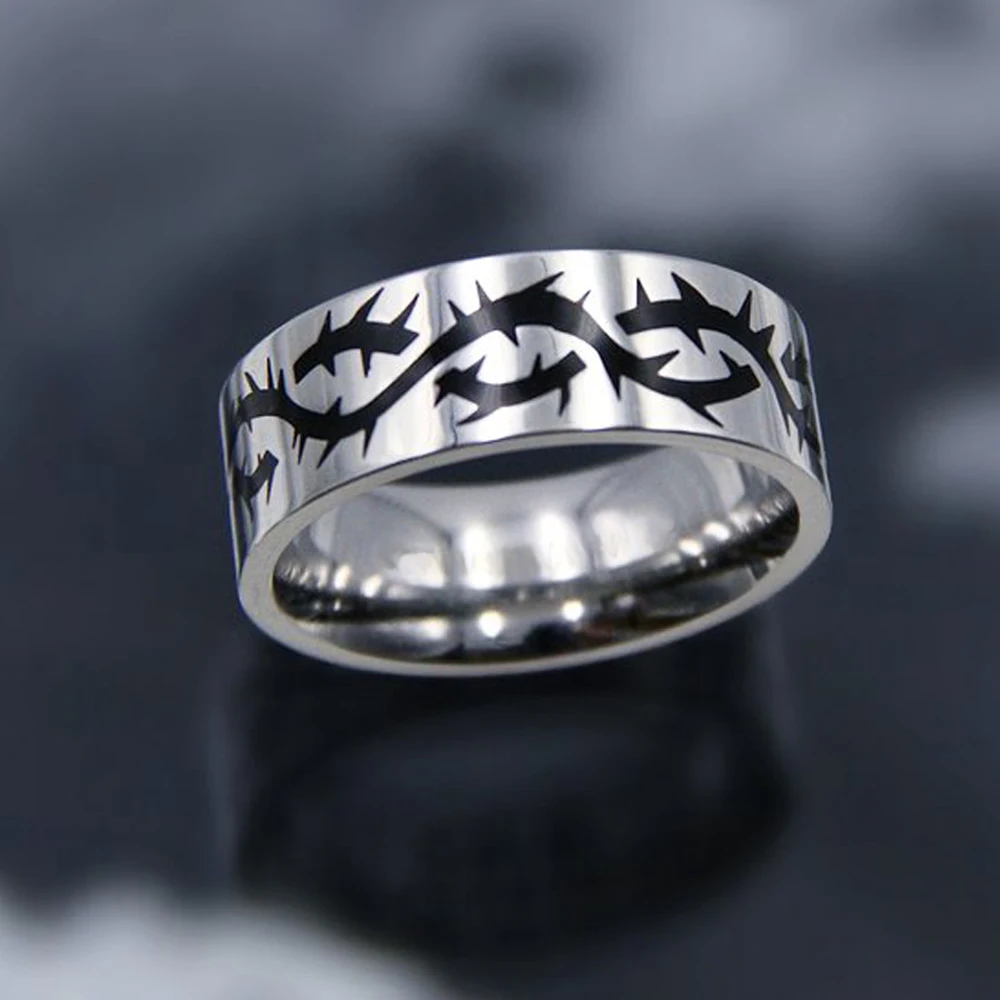 New Ins Hip-hop Punk Stainless Steel Butterfly Flame Ring Vintage Gothic Star Cr - £12.14 GBP