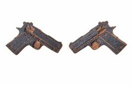 Good Wood Nueva York Nyc Negro Madera Beretta M9 9mm Pistola Pendientes Nip - $12.95