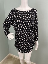 NWT Women&#39;s S/S Ellen Tracy Black 3/4 Sleeve Ruched Tunic Blouse Top Sz XL - $28.70
