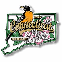 Connecticut State Bird and Flower Map Magnet by Classic Magnets, Collectible Sou - £3.76 GBP
