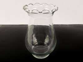 Clear Glass Bouquet Vase, Hurricane Lamp Globe Shaped, Ruffled Rim, 6 1/2&quot; Tall - £15.38 GBP