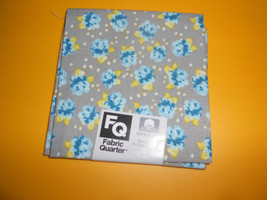 Fat Quarter (New) Floral Dark Gray W/TEAL &amp; Yellow - £5.93 GBP