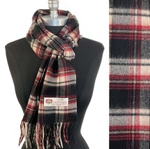 100% Cashmere Scarf Plaid Black Berry Beige Camel Made In England #1008 ... - £15.75 GBP