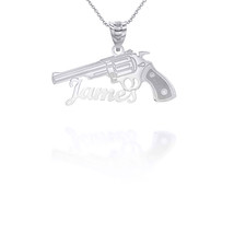 925 Sterling Silver Personalized Name Gun Pendant Necklace - £19.10 GBP+