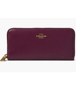 New COACH Women&#39;s Smooth Leather Slim Accordion Zip Wallet Cherry - $174.36 CAD