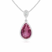 ANGARA 9x6mm Natural Pink Tourmaline Teardrop Pendant with Diamond in Silver - £249.41 GBP+