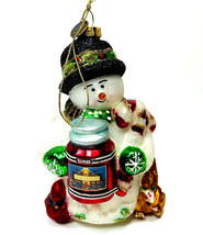 Yankee Candle Christopher Snowbrite Snowman Holding Yankee Candle Glass Ornament - $13.10