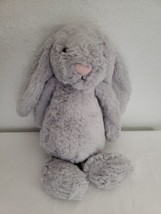 Jellycat Bashful Bunny Rabbit Plush Stuffed Animal Grey 12&quot; Tall Pink Nose - £16.52 GBP