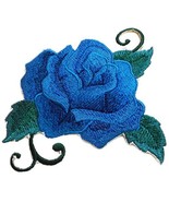 Custom Blue Single Rose Embroidered Iron on/Sew Patch [5&quot; * 4&quot;] [Made in... - £10.12 GBP
