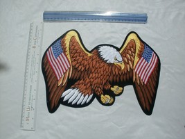 Eagle with America 2 flags flying Very large Patch embroidered Patches - £14.79 GBP