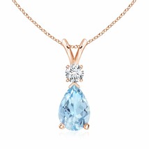 ANGARA Aquamarine Teardrop Pendant in 14k Solid Gold (Grade-AAA Size-10x7) - £959.71 GBP