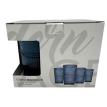 Godinger Modern Vintage Claro Sapphire 12oz Cut Crystal Highball Glass Set Of 4 - £12.06 GBP