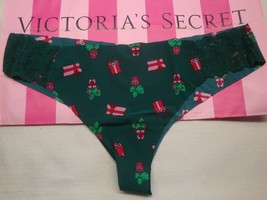 NEW VICTORIA&#39;S SECRET PINK NO SHOW THONG DARK GARDEN PLANT CHRISTMAS PRE... - $12.86