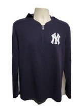 Authentic Majestic New York Yankees Mens Medium Blue Hooded Jersey - $79.19