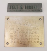 Felt &amp; Tarrant Comptometer Adding Machine Antique Calculator Metal Logo ... - $29.50