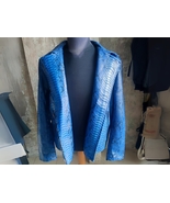 Blue Snakeskin Motorcycle Leather Jacket for Men - $1,200.00+