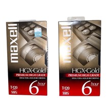 VHS Blank Tape Maxell HGX-Gold T 120 6 Hour VHS Tape Lot of 2 Sealed Cassette - £13.15 GBP
